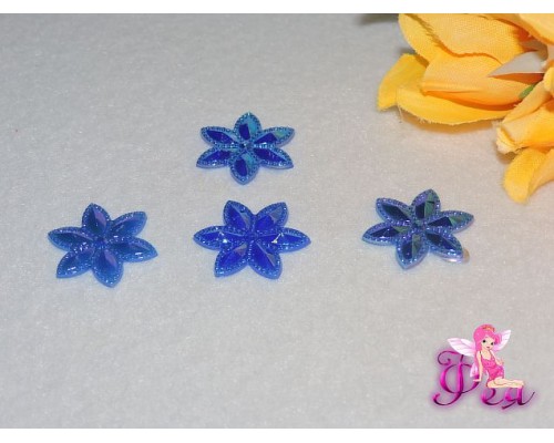 Кабошон "Цветочек" 24 мм , цв.  синий радужный