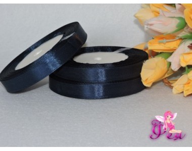 Однотонная атласная лента 12мм, цв. темный джинс