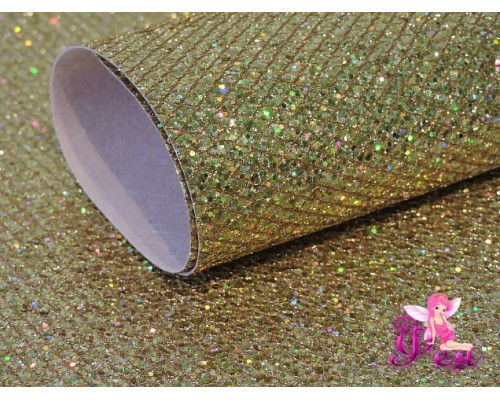 Лист кожзам "Глиттер-чешуйки", цв. золото