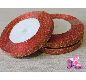 Лента парча 10 мм, цв. оранжевый с золотом