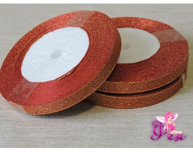 Лента парча 10 мм, цв. оранжевый с золотом