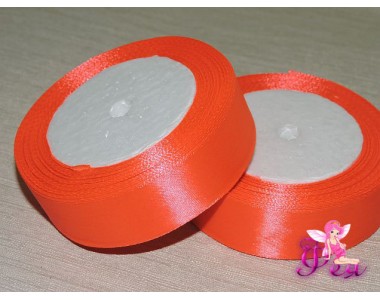 Атласная лента 25 мм, цв. ярко-морковный - 1 м