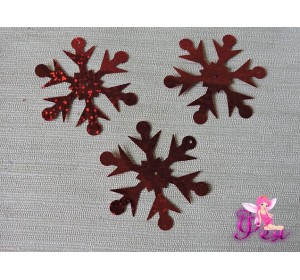 Пайетки "Снежинки крупные" 65 мм, красный ( уп 10 шт)
