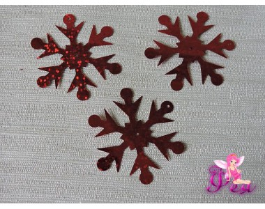 Пайетки "Снежинки крупные" 65 мм, красный ( уп 10 шт)