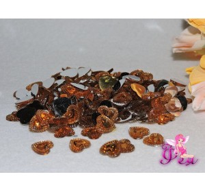 Кабошоны-стразы "Сердечко" 12 мм, светлое золото