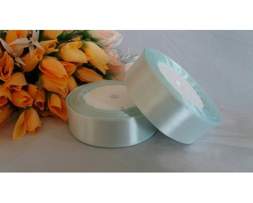 Однотонная атласная лента 25мм, бледно-бирюзового цвета