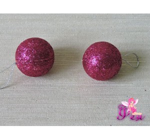 Шарик новогодний 2,7 см с блестками,  фукси