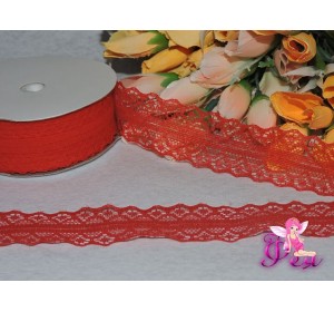 Кружево капрон 25мм красного цвета - 1 м