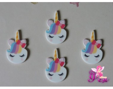 Кабошон-вырубка  35*22 мм,  Единорог с разноцветными прядями  (пластик)  - 1шт
