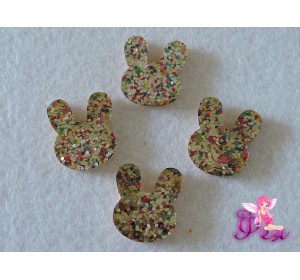 Патч с пайетками  " Зайчик" 2,5*2 см,  серебро