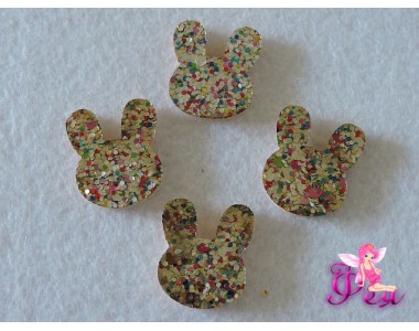 Патч с пайетками  " Зайчик" 2,5*2 см,  серебро