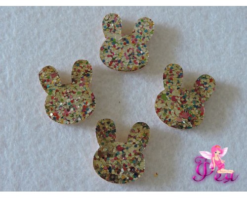 Патч с пайетками  " Зайчик" 2,5*2 см,  серебро