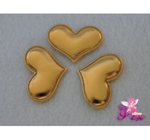 Патч 3D, кожзам " Сердце"3,6*3см, золото