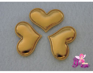 Патч 3D, кожзам " Сердце"3,6*3см, золото