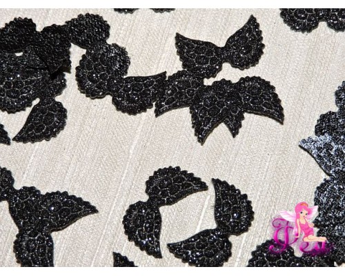 Патч с блестками 2 *1 см"Крылья маленькие", черный (1 шт)