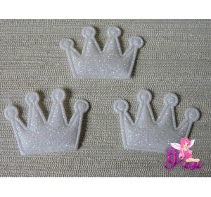 Патч с блестками 3*2,5 см "Корона", белый (1 шт)