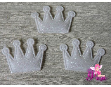 Патч с блестками 3*2,5 см "Корона", белый (1 шт)