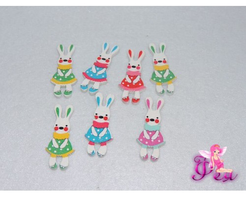 Деревянные фигурки для декора "Зайки" 3 см (Скрапбукинга) 