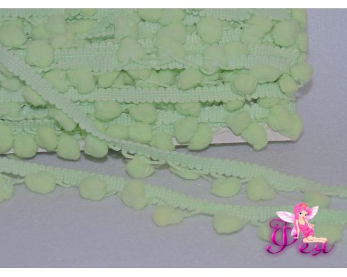 Тесьма с помпонами,размер — 6 мм, помпоны 1 см, мятный