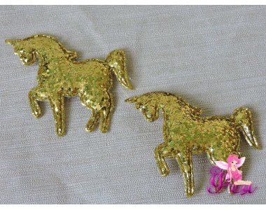Патч " Единорог" 6*5 см, светлое золото - 1шт