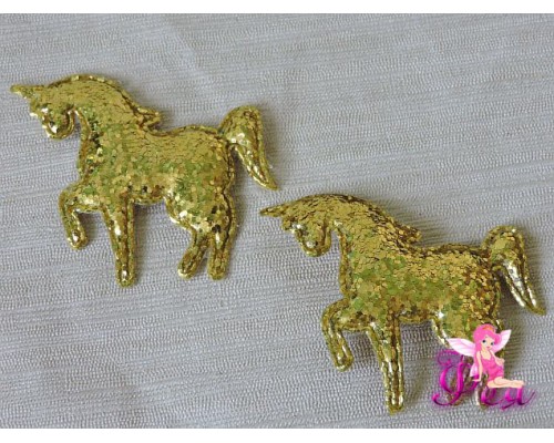 Патч " Единорог" 6*5 см, светлое золото - 1шт