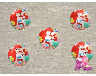 Кабошон стеклянный с рисунком 25 мм "Русалочка" - 1шт