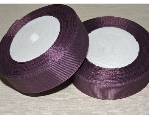 Однотонная репсовая лента 25 мм,  цв. темно-пурпурный -1 м