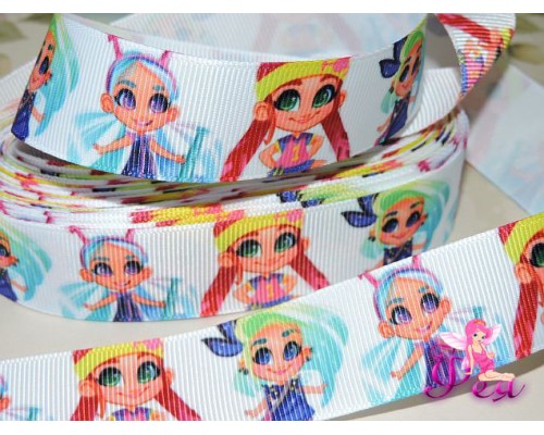 Лента репсовая 25 мм с рисунком «Hairdorables» (Хэрдораблс) № 9 - 1м