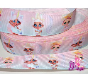 Лента репсовая 25 мм с рисунком «Hairdorables» (Хэрдораблс) № 1 - 1м