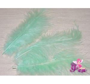 Перо декоративное 13,5см, цв. аквамарин - 1шт