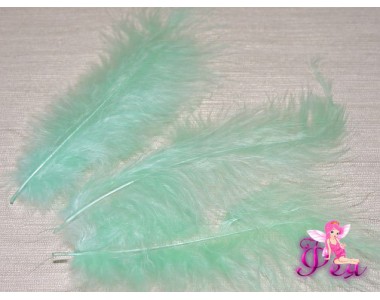 Перо декоративное 13,5см, цв. аквамарин - 1шт