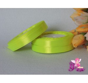 Однотонная атласная лента 12мм, цв. неоново-салатового цвета