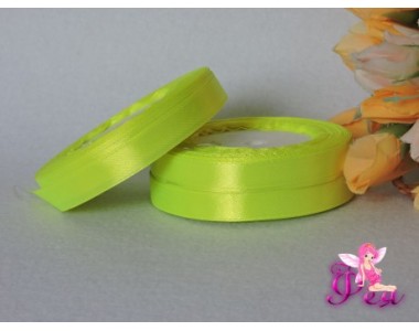 Однотонная атласная лента 12мм, цв. неоново-салатового цвета