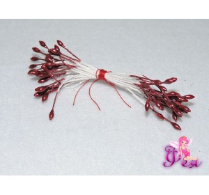 Тычинки малые  30 шт (60 головок) , бордовые
