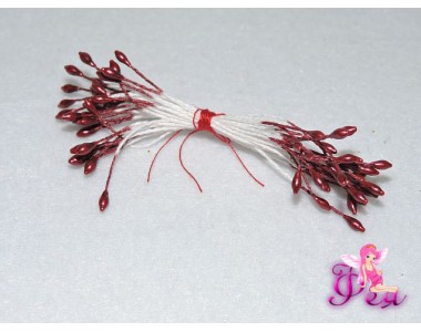 Тычинки малые  30 шт (60 головок) , бордовые