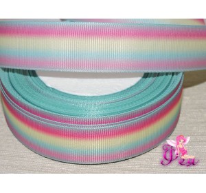 Репсовая лента 25 мм с рисунком  "Радуга" (1 м)