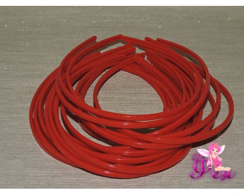 Ободок пластиковый 0,5 см, цв.  красный