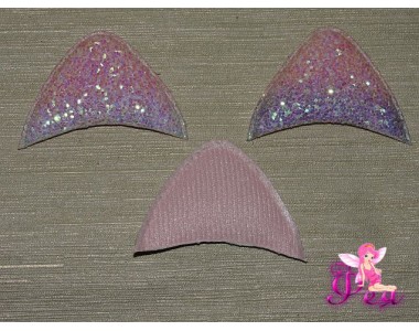 Патч 3D радужный, россыпь пайеток "Ушки" 6*3,5 см В (1шт)