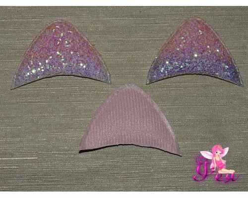 Патч 3D радужный, россыпь пайеток "Ушки" 6*3,5 см В (1шт)