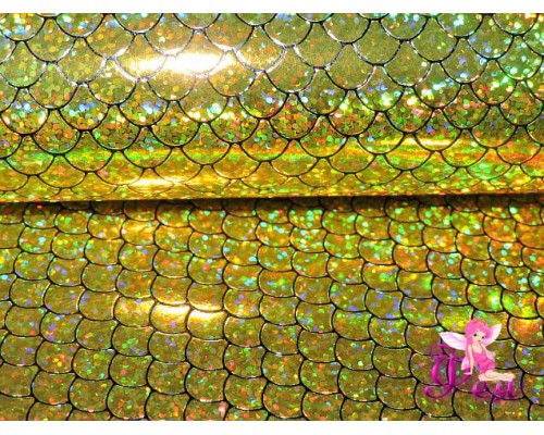 Искусственная кожа "Чешуя" 0.7 мм, цв.  золото