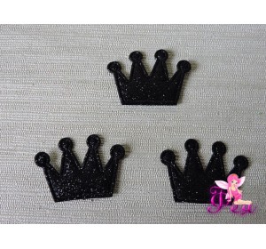 Патч с блестками 3*2,5 см "Корона", черный (1 шт)