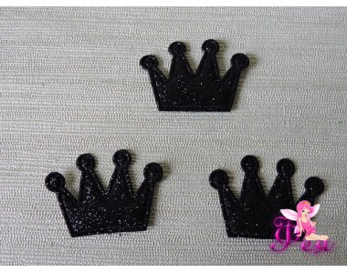 Патч с блестками 3*2,5 см "Корона", черный (1 шт)