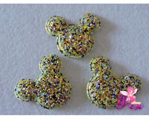 Патч 3D , россыпь пайеток " Микки Маус" 4 *3,8 см, салатовый