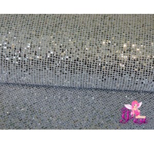 Искусственная кожа "Сетка-блестки" 0.6 мм, цв.  серебро