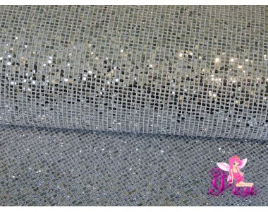 Искусственная кожа "Сетка-блестки" 0.6 мм, цв.  серебро 8010-1 Кожзам декоративный