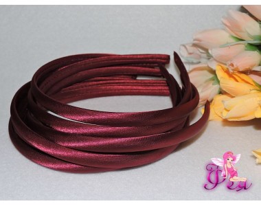 Ободок пластиковый в ткани 1 см, цв. бордовый