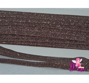 Тесьма эластичная с люрексом 15мм, шоколадный
