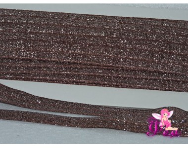 Тесьма эластичная с люрексом 15мм, шоколадный