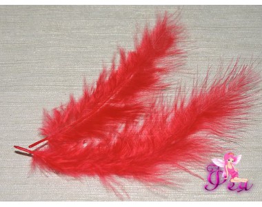 Перо декоративное 13,5см, цв. красный - 1шт