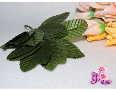 Листья тканевые на проволоке, (размер листа 5*3 см, длина проволоки-6 см), зеленого  цвета (  5 шт)